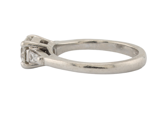 Platinum Diamond Solitaire Ring with Baguette ShouldersPlatinum Diamond Solitaire Ring with Baguette Shoulders