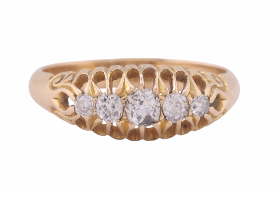 EDWARDIAN DIAMOND FIVE-STONE RING, 1908