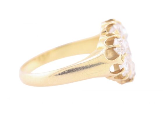 EDWARDIAN OLD EUROPEAN CUT CLUSTER RING, 1909