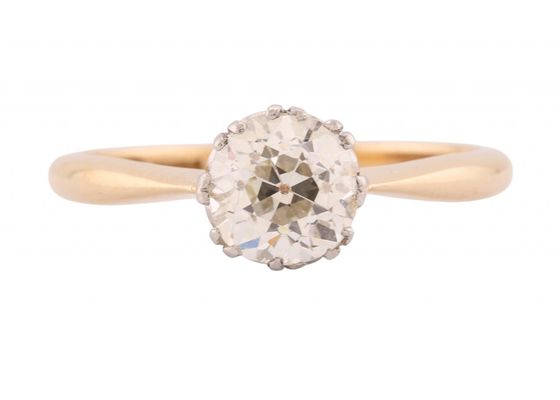18kt Yellow Gold Old European Cut Diamond Solitaire Ring