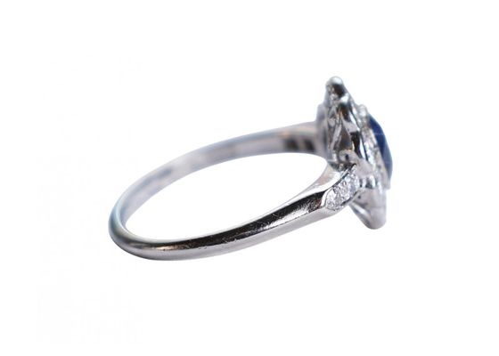 Platinum Sapphire and Diamond Cluster Ring