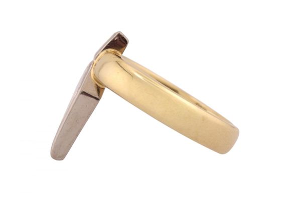 18kt Yellow and White Gold Kite Cut Diamond Ring