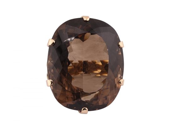 9kt Yellow Gold Large Smoky Quartz Cocktail Ring