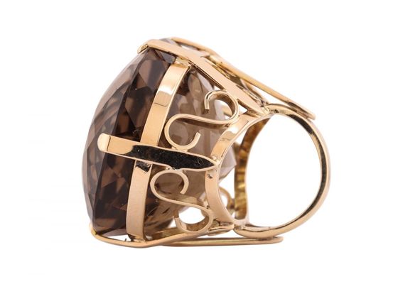 9kt Yellow Gold Large Smoky Quartz Cocktail Ring