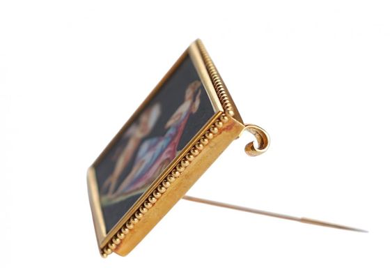18ct Gold Cupid and Venus Enamel Brooch18ct Gold Cupid and Venus Enamel Brooch