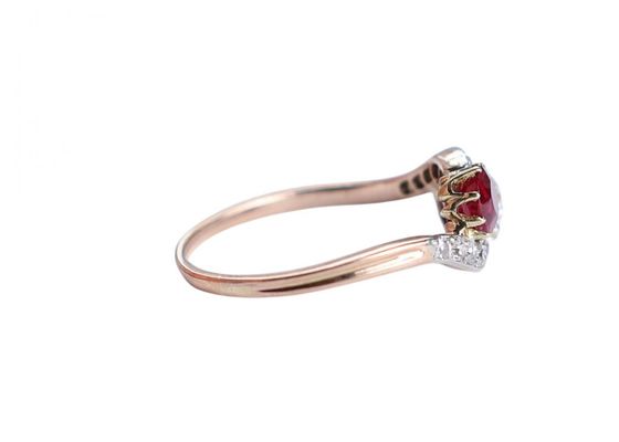 14ct Gold Ruby and Diamond Toi et Moi Ring