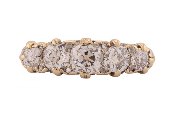 18kt Yellow Gold Five Stone Old European Cut Diamond Ring
