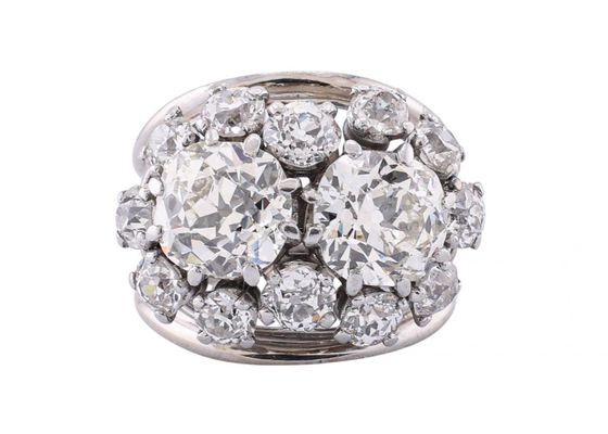 18ct White Gold Diamond Bombé Ring
