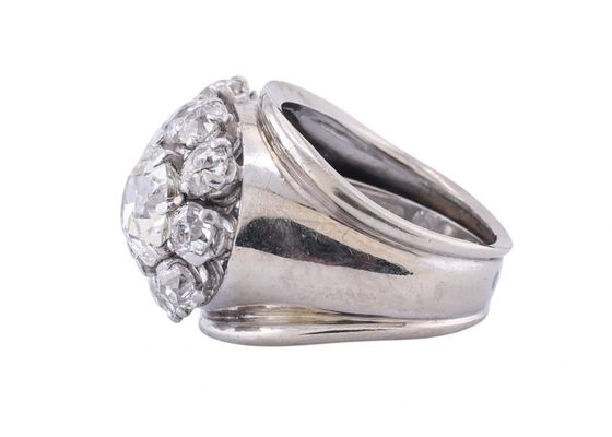 18ct White Gold Diamond Bombé Ring