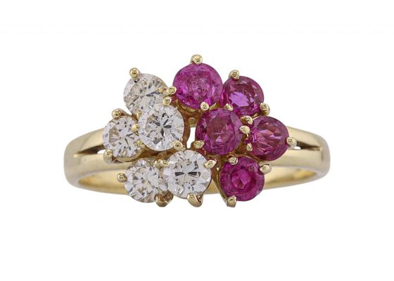Ruby and diamond Cluster