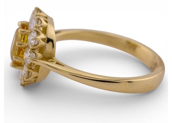 18ct Gold Yellow Sapphire and Diamond Cluster Ring