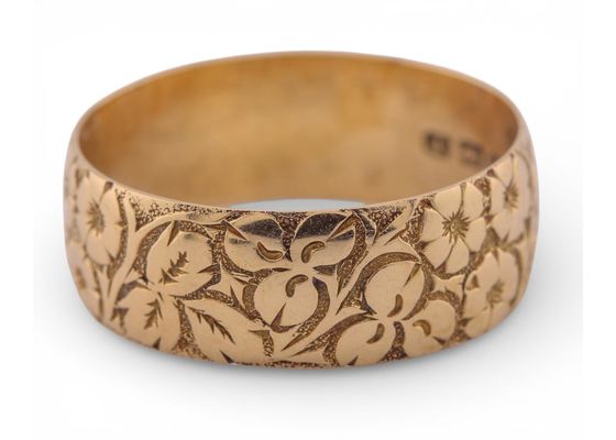 Victorian 9ct Rose Gold Engraved Wedding Band