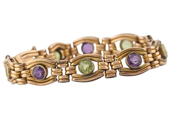 Gold suffragette gemstone bracelet
