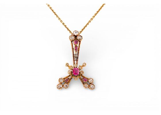 Victorian 18ct Gold Ruby and Diamond Pendant NecklaceVictorian 18ct Gold Ruby and Diamond Pendant NecklaceVictorian 18ct Gold Ruby and Diamond Pendant Necklace