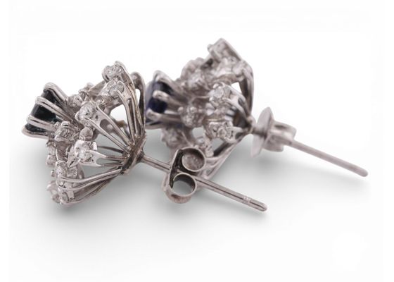 18ct White Gold Sapphire and Diamond Cluster Earrings