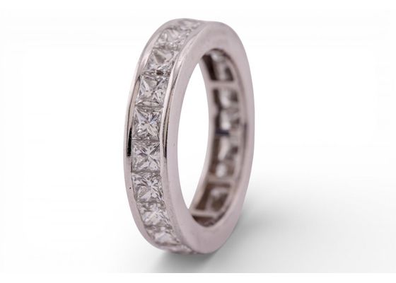 18ct White Gold Princess-Cut Diamond Full Eternity Ring