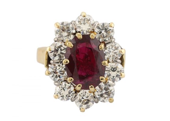 Ruby and diamond cluster