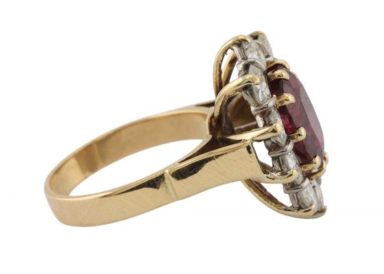 Ruby and diamond cluster