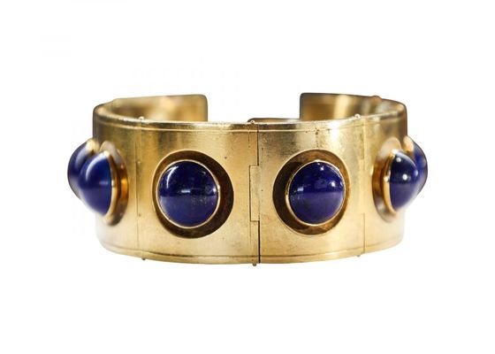 Gold and Lapis Lazuli Panel Bracelet