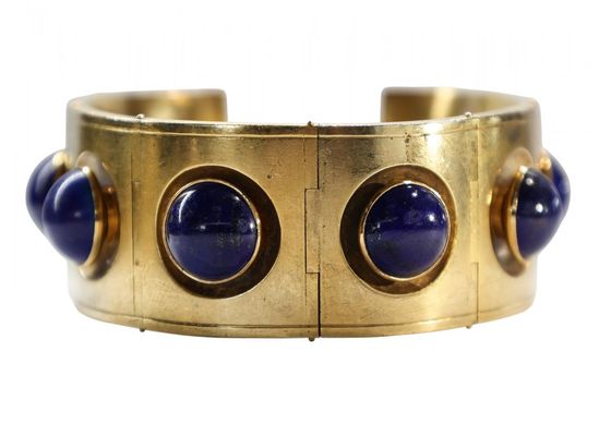 Gold and Lapis Lazuli Panel Bracelet