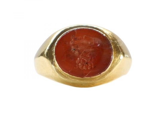 Gold Carnelian Intaglio Signet Ring