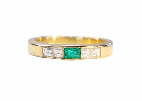 18ct Gold Emerald and Diamond Three Stone Band