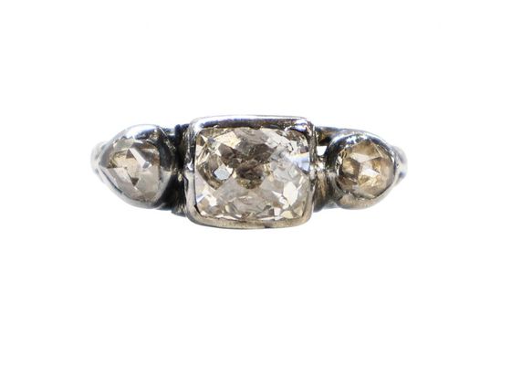 Georgian Silver and Gold Three Stone Diamond Ring