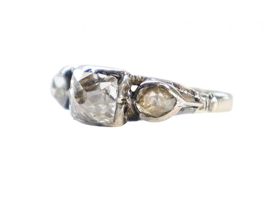 Georgian Silver and Gold Three Stone Diamond Ring