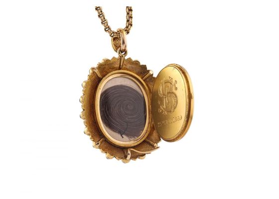 Gold Banded Agate Locket Pendant