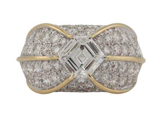 18kt Yellow and White Gold Diamond Bombé Ring18kt Yellow and White Gold Diamond Bombé Ring