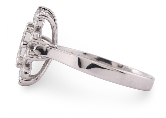 18ct White Gold Emerald Cut Diamond Cluster Ring