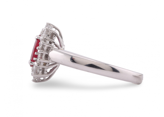 18ct White Gold Ruby and Diamond Cluster Ring