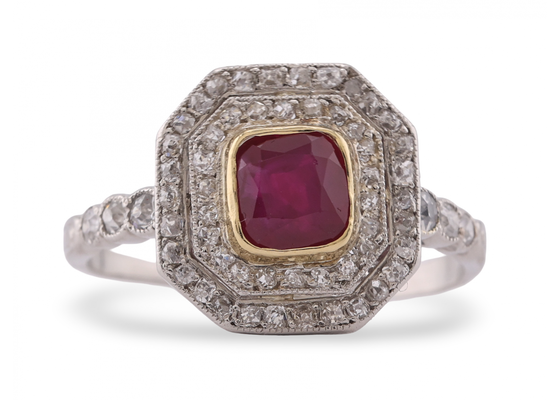 Ruby and diamond cluster