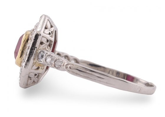 Ruby and diamond cluster