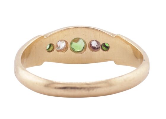 VICTORIAN DEMANTOID GARNET AND DIAMOND RING, 1864