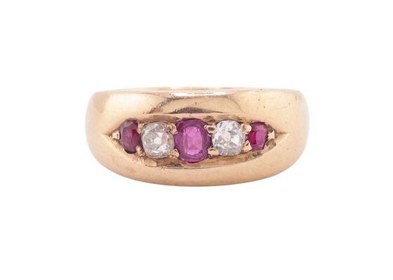 VICTORIAN RUBY AND DIAMOND RING, 1887