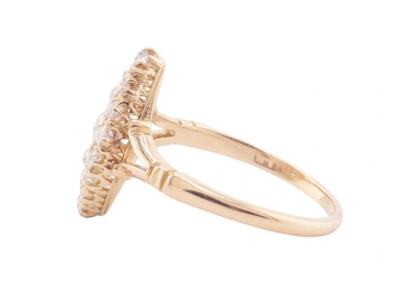 OLD EUROPEAN-CUT DIAMOND MARQUISE CLUSTER RING, CIRCA 1900