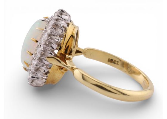 Vintage Opal and Diamond Cluster Ring in 18kt GoldVintage Opal and Diamond Cluster Ring in 18kt Gold