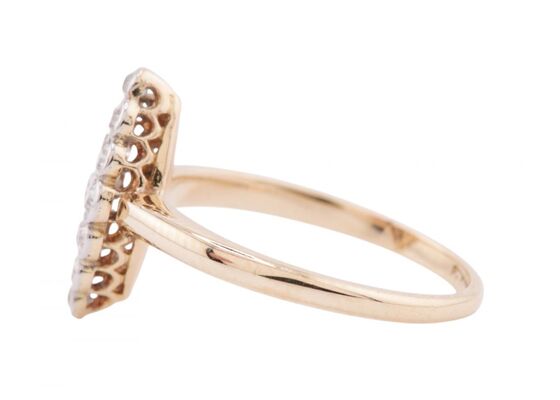 EARLY TWENTIETH CENTURY DIAMOND MARQUISE SHAPE CLUSTER RING