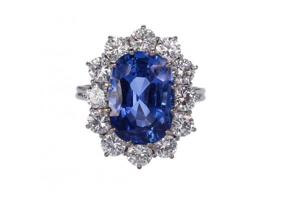 Diamond and Sapphire cluster ring