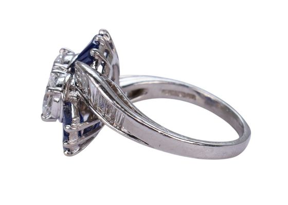 Platinum Diamond and Sapphire Toi et Moi Ring by Oscar Heyman