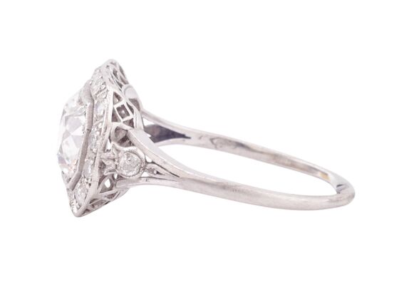 Platinum Art Deco Twin Cushion Cut Diamond Ring