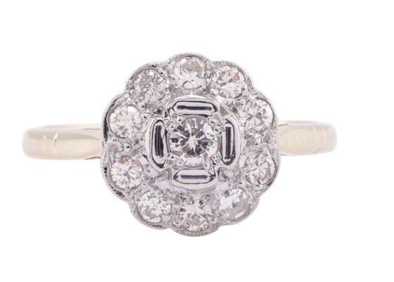 EDWARDIAN STYLE DIAMOND CLUSTER RING, MODERN