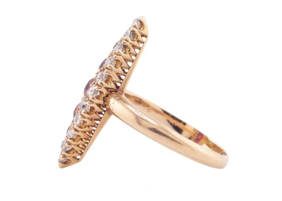 EDWARDIAN RUBY AND DIAMOND CLUSTER RING, 1903