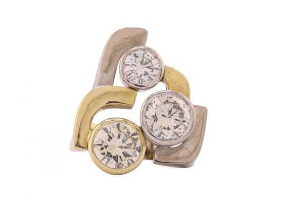 Vintage three-stone diamond monochromatic cocktail ring