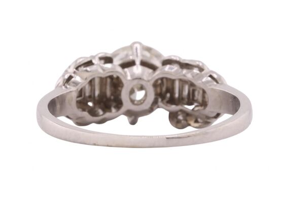 Art Deco Old European cut diamond ring with tiered architectural silhouette