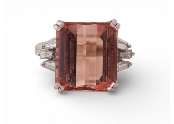 Vintage Imperial Topaz and Diamond Ring in 18kt White Gold